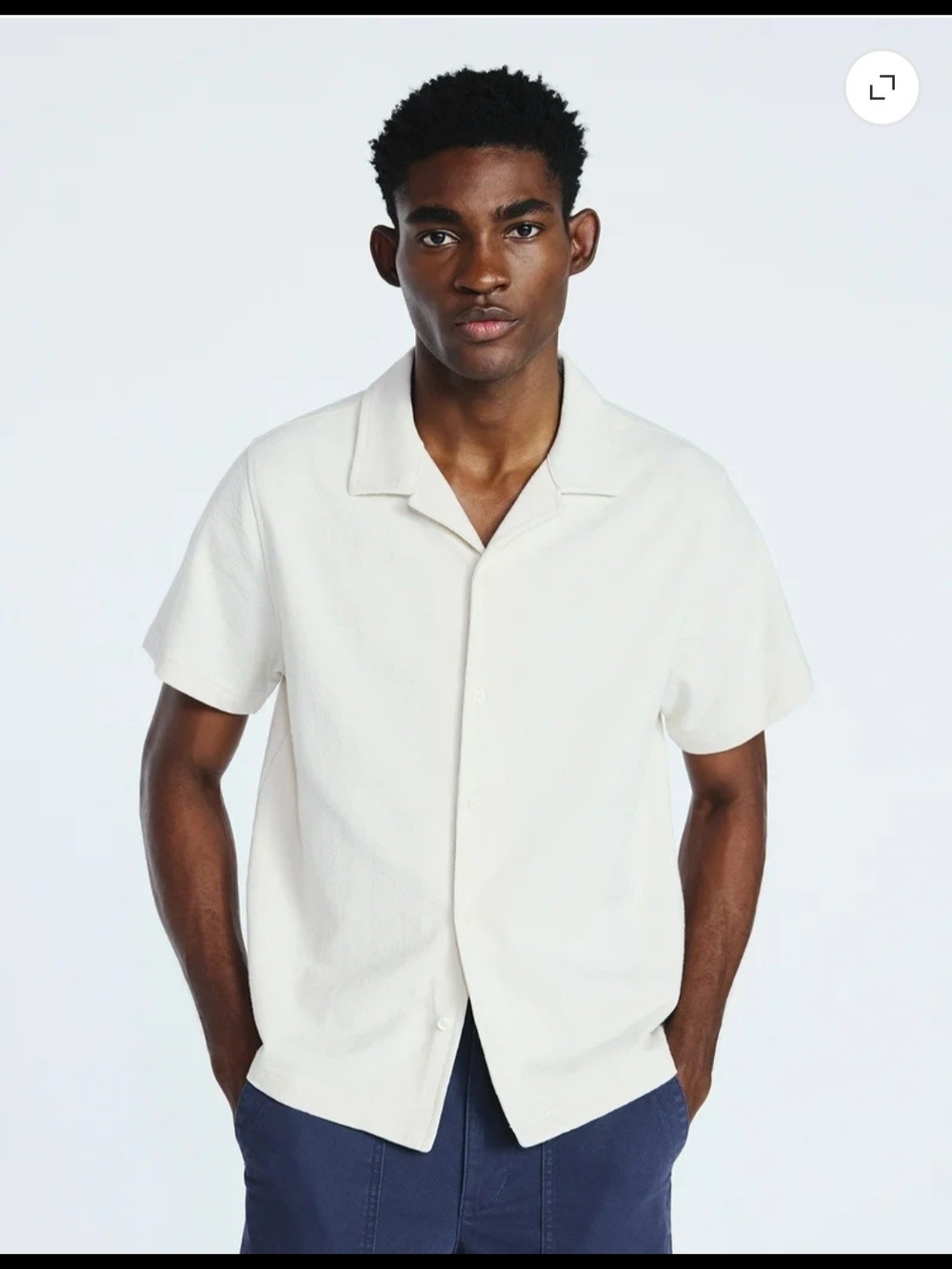 Texture Camp Shirt Men's Almond Short Sleeve Button Up Free Assembly Multiple Sz